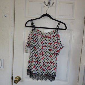 Off Shoulder Ruffle top with black straps, lace